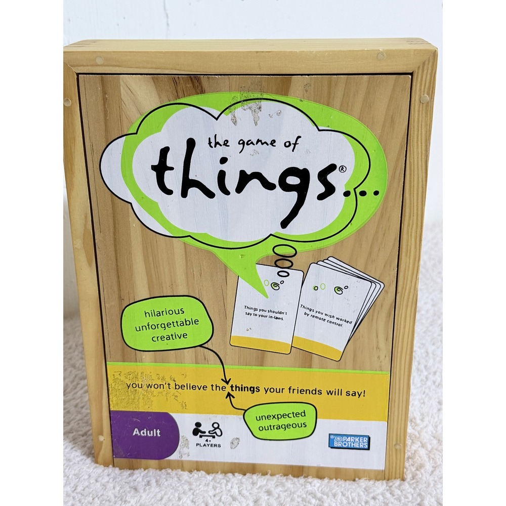 The Game of Things Parker Brothers Wooden Box Edition Adult Party Card Game